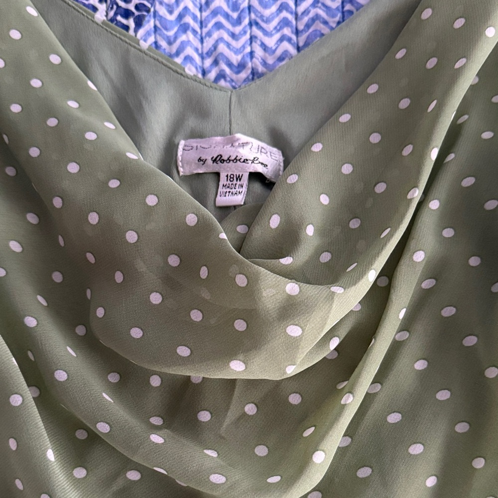 Elegant Green Polka Dot Dress 18w - Picture 6 of 8